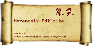 Marencsik Füzike névjegykártya